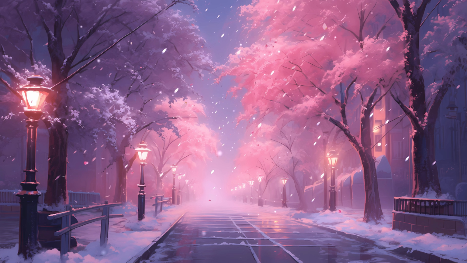 Snow with Falling Leaves Beautiful FHD Live Wallpaper