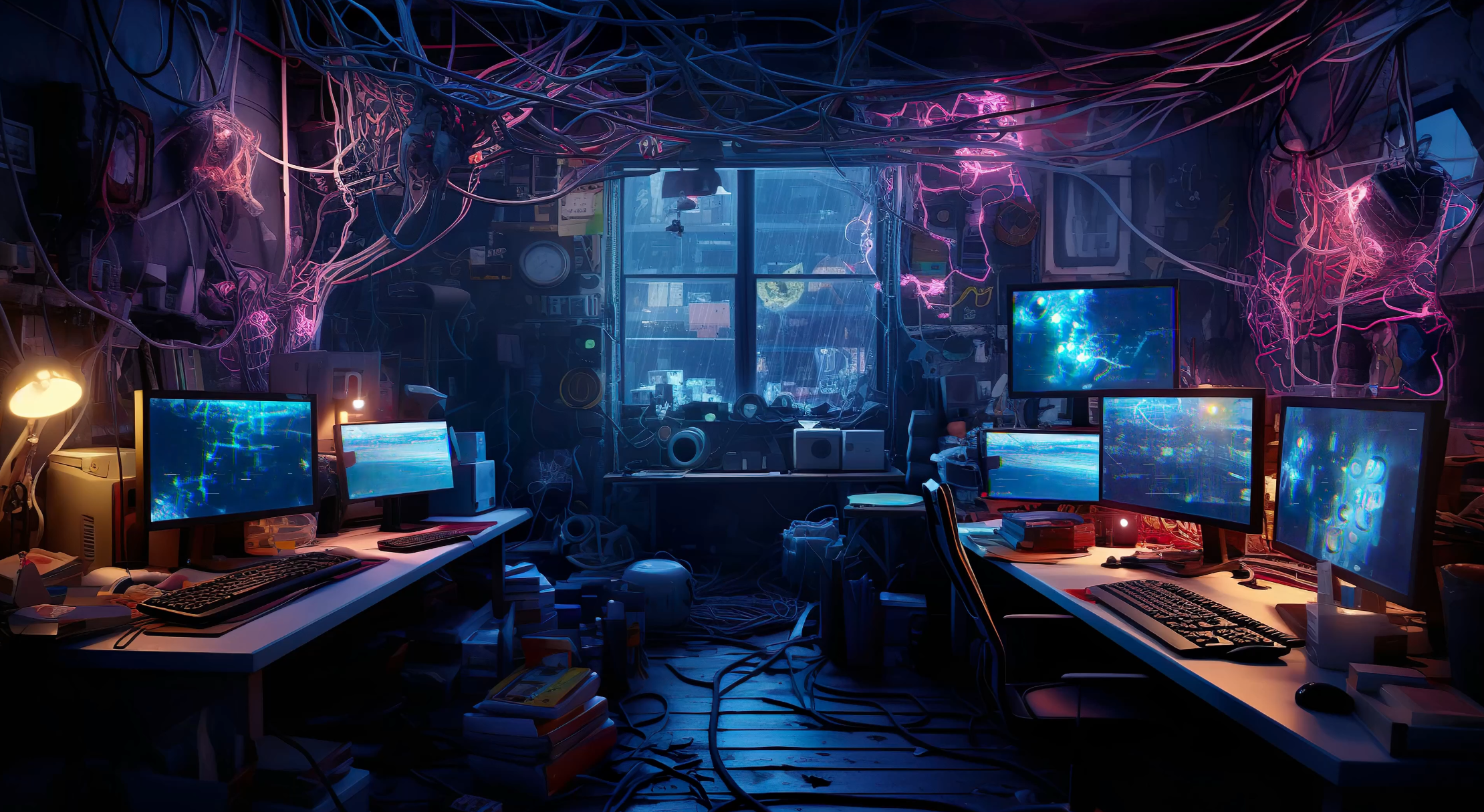 Neon Tech Mess 4K Live Wallpaper