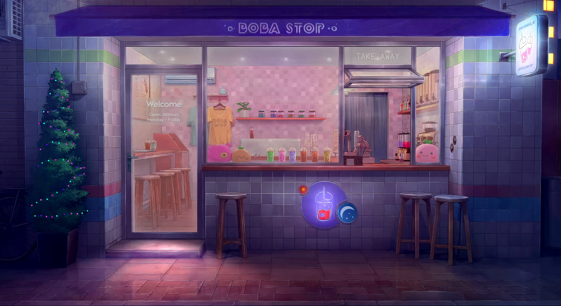 Bubble Cup Café 4K Live Wallpaper