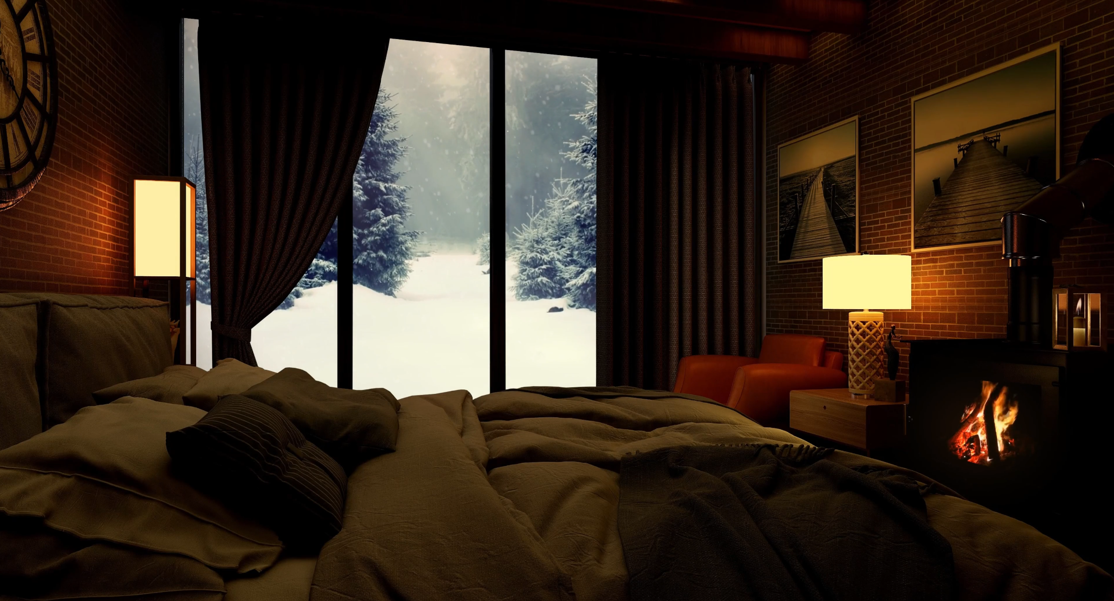 Firelit Retreat 4K Live Wallpaper: A Cozy Escape by the Fire