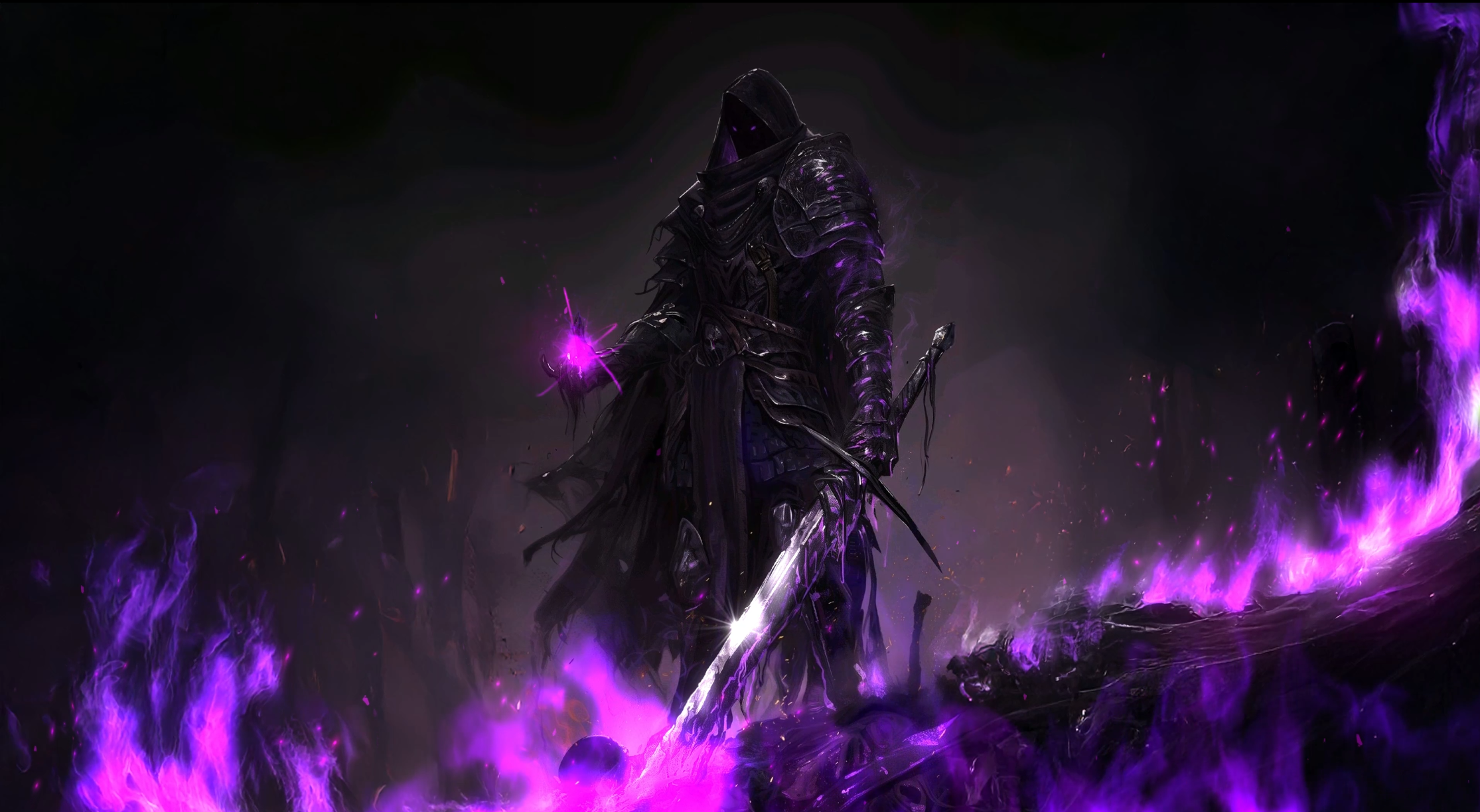 Purple Flame Knight 4K Live Wallpaper
