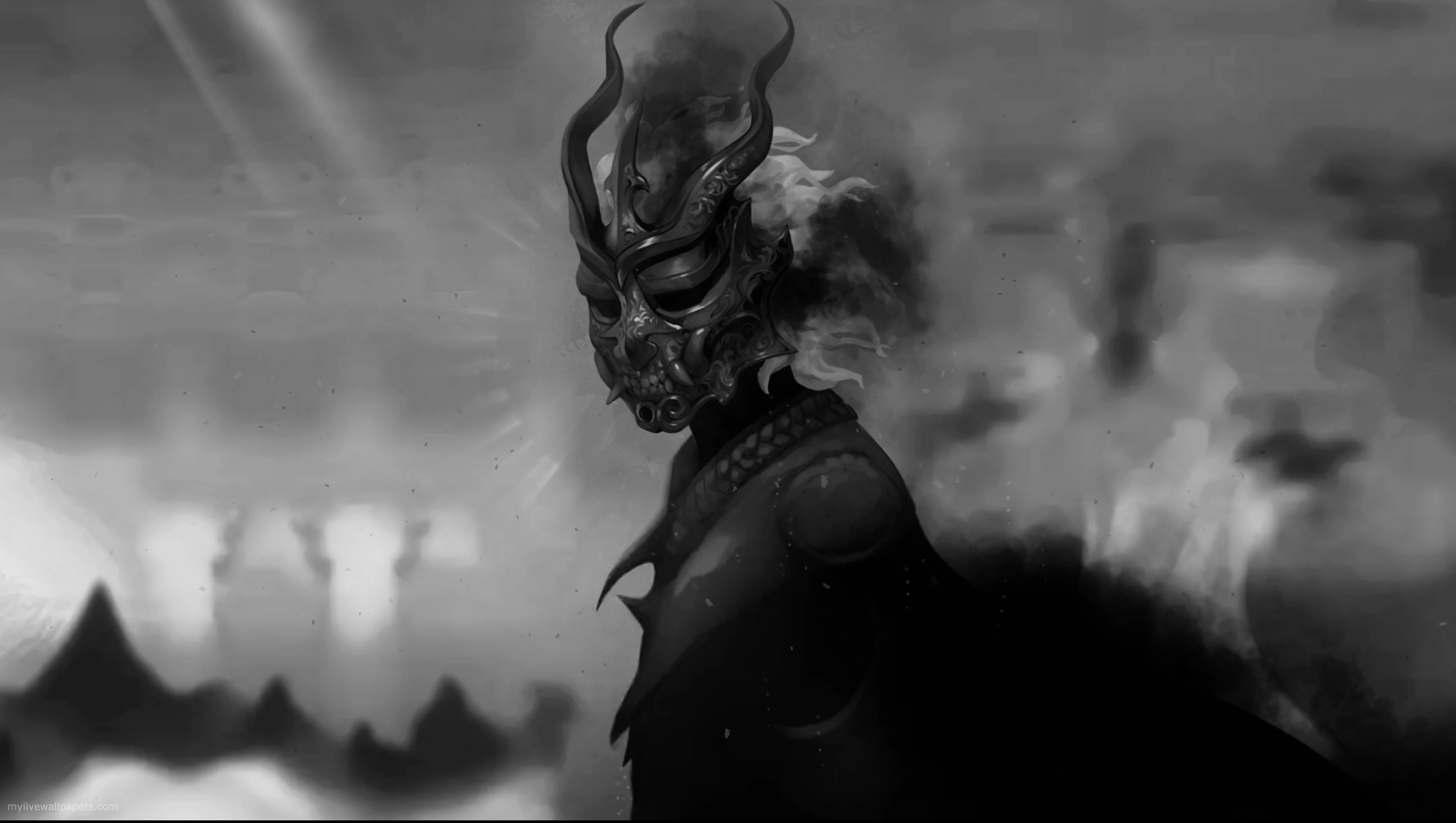 Masked Demon Fog 4K Live Wallpaper