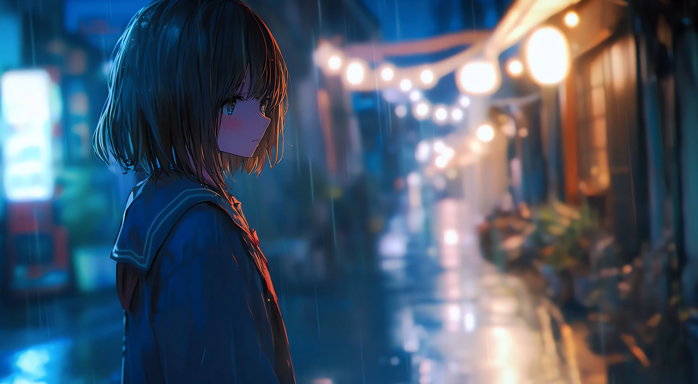 Lonely Night Under the Rain 4K Live Wallpaper