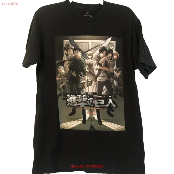 Attack on Titan Season 3 Anime Manga Black Graphic T Shirt Tee - Size Medium