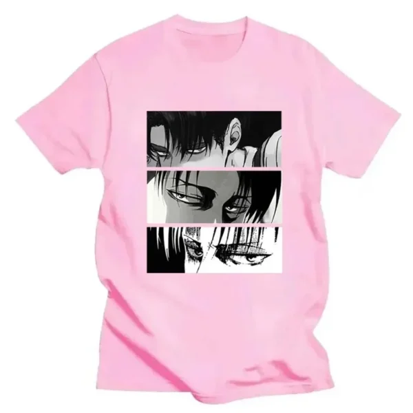 Men's T-shirt Japanese anime attack Titan Levi Ackerman Eye Punk Top Summer Harajuku Graphic T-shirt 100% cotton - Image 3