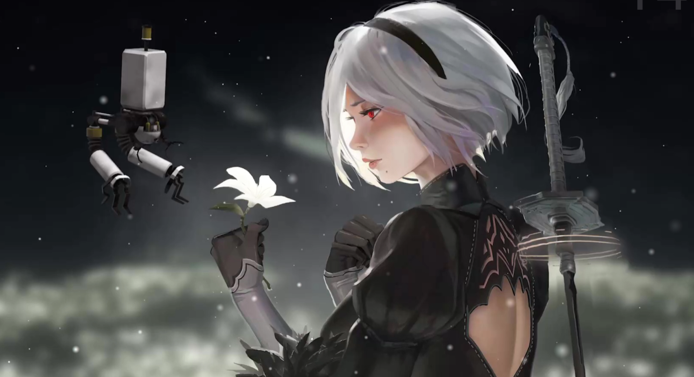 Beautiful 2B Eclipse 4K Live Wallpaper for NieR Fans